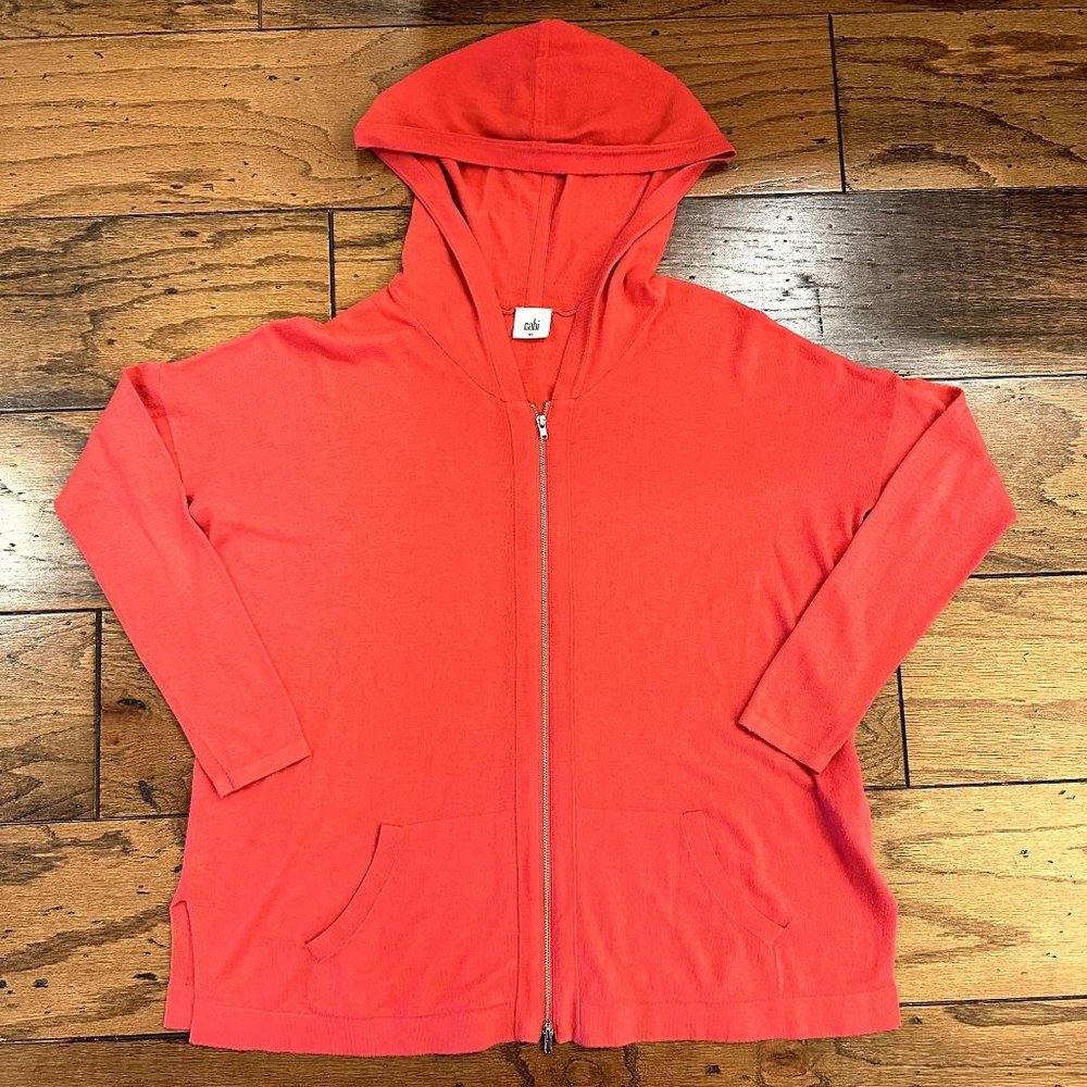 XS CABI Beachcomber Heather Rose Coral Hoodie Cardigan Sweater